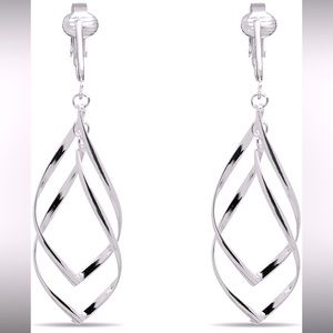 Silver Clip On Dangle Earrings